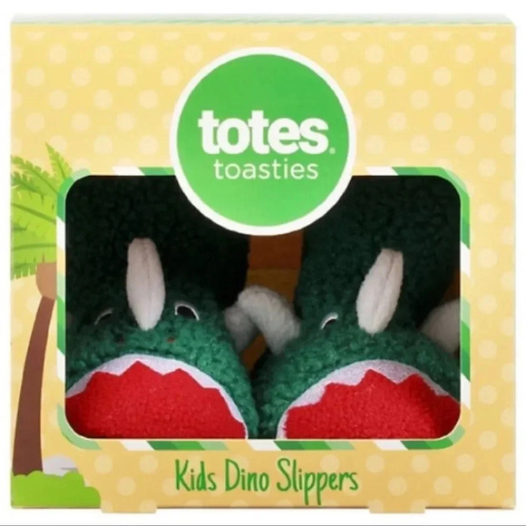 Totes toasties Green Kid Dinosaur boots slippers Size small 11-12 - Picture 7 of 9